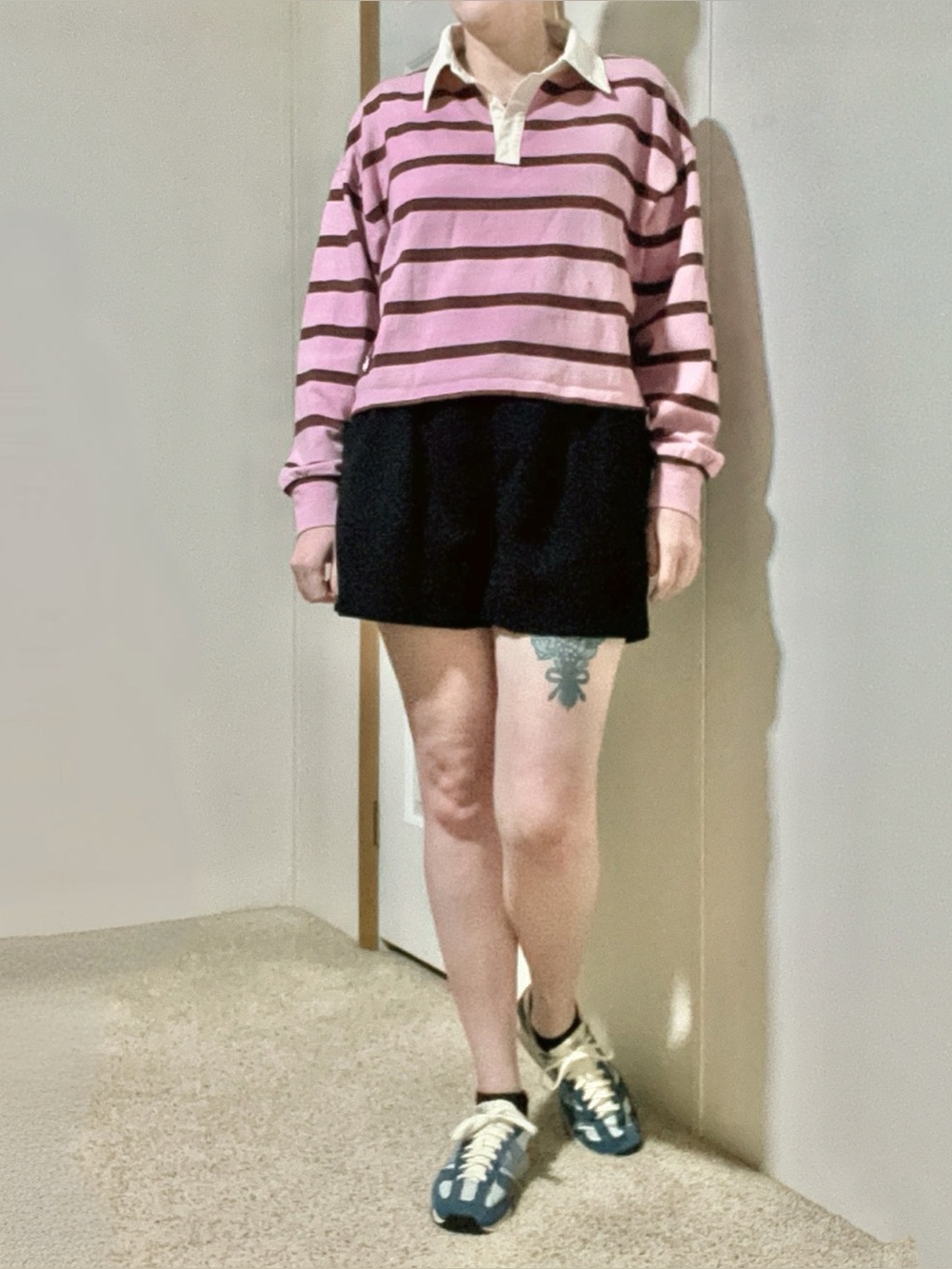 Mauve and Burgundy Women’s Champion Large Striped Champion Rugby-Style Crop Shir